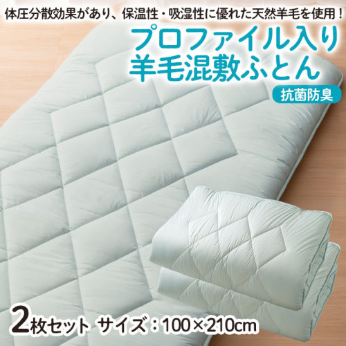 【日本の極み】プロファイル入り 羊毛混敷ふとん 2枚セット  FZ23-347 896298 - 山形県山形市