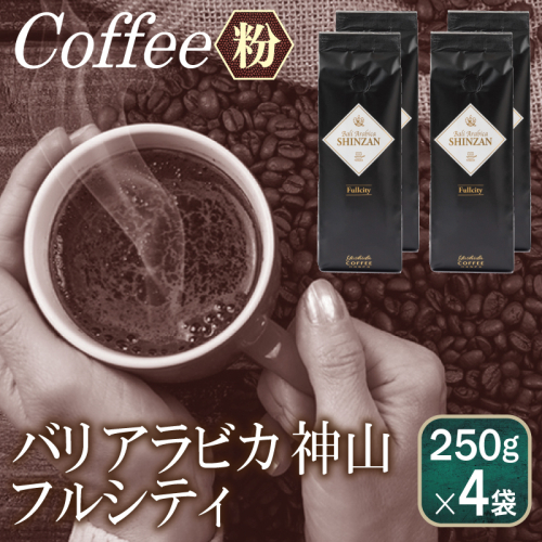 バリアラビカ神山フルシティ 250g×4袋/粉 【珈琲 こーひー コーヒー 自家焙煎 オリジナル ギフト キャンプ アウトドア 家計応援】 099H1867 899933 - 大阪府泉佐野市