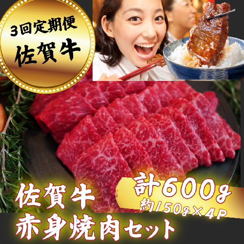 【定期便3回】佐賀牛 赤身焼肉セット 600g：B590-008 901377 - 佐賀県佐賀市