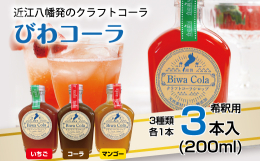 自然の恵みが詰まった天然素材100%・無添加の手作りクラフトコーラシロップ3本セット ・スパイス香るオリジナル味［びわコーラ］ ・滋賀県のいちごをたっぷり使った［びわコーラ（いちご)］ ・信長の城安土