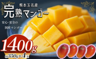 完熟 マンゴー 約 1400g （ 約350g × 4玉 ） | フルーツ 果物 くだもの 完熟マンゴー 熊本県 玉名市