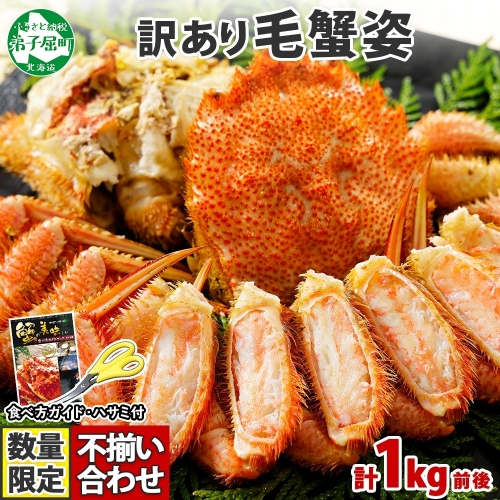 1778. カニ 訳あり 毛蟹 姿 1kg 前後 食べ方ガイド・専用ハサミ付 蟹味噌 蟹肉 毛ガニ 毛がに かに 蟹 海鮮 送料無料 期間限定 数量限定 北海道 弟子屈町 15000円
 909299 - 北海道弟子屈町