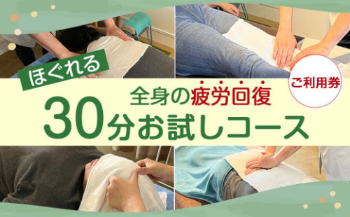 <全身の疲労回復 30分お試しコース>翌月末迄に順次出荷 疲労回復 ご利用券 チケット リラクゼーション 910034 - 宮崎県高鍋町