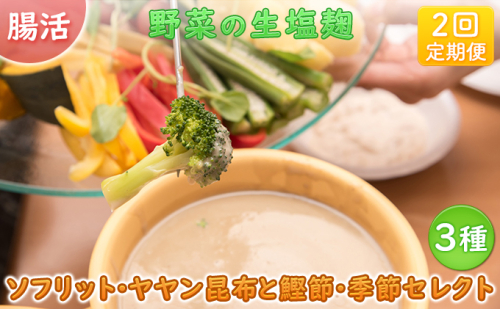 【塩麹3種×1ヶ月おき計2回お届け 定期便】サニーサイドアップカフェ 野菜の生塩麹 3種（ソフリット＋ヤヤン昆布と鰹節＋季節セレクト）