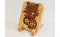 歯車パズル・木のおもちゃ－ニャンコ（カリン）猫（ねこ）の木製おもちゃ　自動人形　かわいい　楽しい不思議な木製歯車　精密木工　パズル　手作り