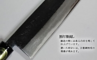 [土佐打刃物]黒打 三徳包丁 墨流し31層鋼(両刃) 約16.5cm 青紙鋼