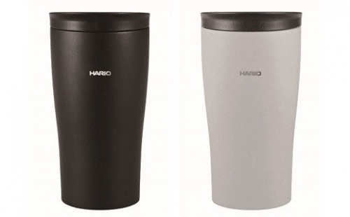 HARIO STF-300-B(STF-300-GR) フタ付き保温タンブラー300(ブラック/グレー)2個セット
