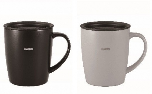HARIO SMF-300-B(SMF-300-GR) フタ付き保温マグ300(ブラック/グレー)2個セット