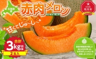 【先行予約】北海道産赤肉メロン合計3kg前後（2玉入）（2024年7月中旬から順次発送開始予定） 【 果物 くだもの フルーツ 】