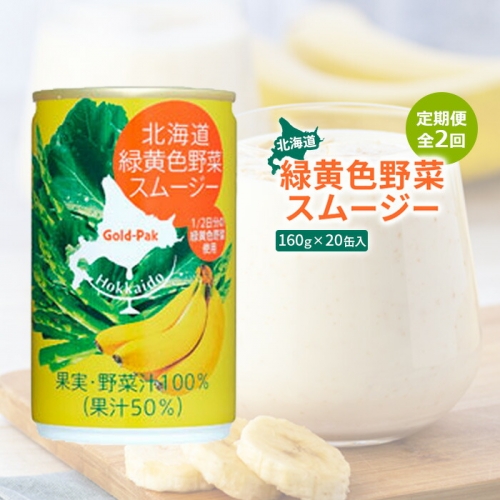 『定期便：全2回』北海道緑黄色野菜スムージー160ｇ×20缶入【06017】