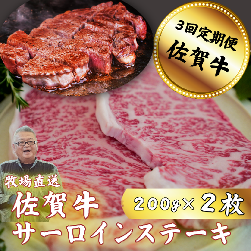 【定期便3回】佐賀牛サーロインステーキ 200g×2枚：B590-026 921005 - 佐賀県佐賀市