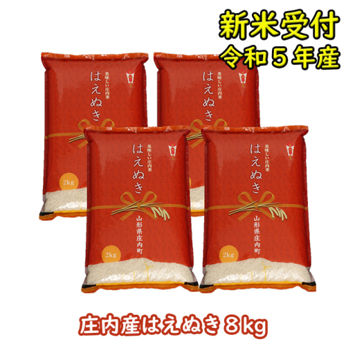 新米受付 令和5年産米 はえぬき 8kg 921703 - 山形県庄内町