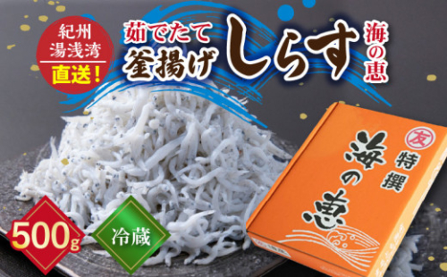 C6039n_【冷蔵】 茹でたて 釜揚げしらす 海の恵み 500g 紀州湯浅湾直送！【しらす干し ちりめんじゃこ シラス】 926090 - 和歌山県湯浅町