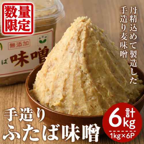 数量限定！手造りふたば麦味噌(計6kg・1kg×6P)国産 みそ 加工品 調味料 味噌汁【デイハウスふたば脇本】akn041-01 926303 - 鹿児島県阿久根市