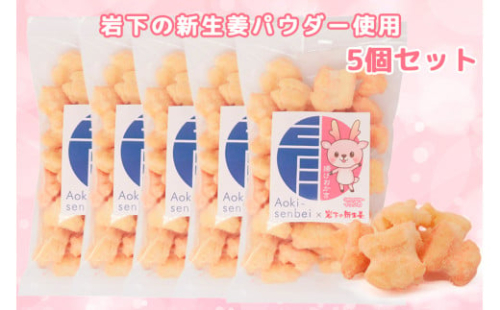《岩下の新生姜味》青木煎餅 揚げおかき 5個 岩下の新生姜パウダー使用 専門店の揚げおかき  [0220]