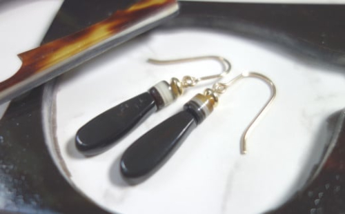 本べっ甲×水牛の角製　ピアス　天然素材エヌプロダクト　TH-G1_mk113-002