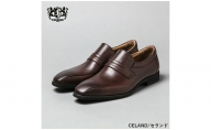 CELAND 牛革ラクチン軽量ビジネスシューズ 甲ゴムタイプ 紳士靴 （スワール）ダークブラウン CE1401