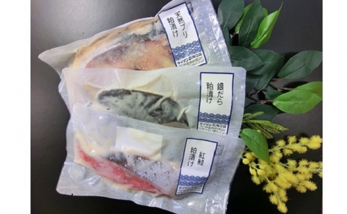 【冷凍・小分け】粕漬け3種セット（ブリ・紅鮭・銀ダラ　各2切）