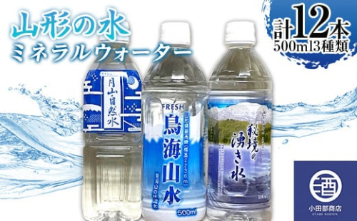 山形の水 ミネラルウォーター500ml 3種類 計12本 F2Y-3514