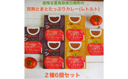 [№5667-0437]星降る里 鳥取県日南町の完熟とまと たっぷりカレー レトルト 2種6個 セット
