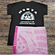 17-61 ゆるキャラ紋太・べつこグッズ(Tシャツ[ブラックXL]、タオル[ピンク])