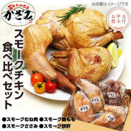 国産鶏を低温熟成して、桜の原木でじっくりとスモークした薫り高い逸品です。 鶏の4つの部位の食感をお楽しみください。 化粧箱に入れて発送いたしますので、贈答用にもお勧めです。 〜匠のハム工房 かざみ シ
