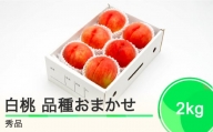 もも 白桃 秀品 品種おまかせ 2kg  化粧箱入りフルーツ 果物 令和6年産 2024年産 山形県産 ns-mohtx2