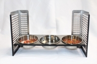 ペット食器台　Ｌ（大）フードボール　シルバー　3皿　犬　猫　ペット用品　4色展開　