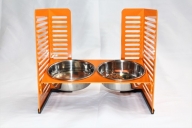 ペット食器台　M（中）オレンジ　フードボール　2皿　犬　猫　ペット用品　4色展開