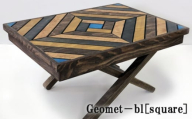 No.411 Geomet－bl［square］ ／ 木製 ローテーブル キャンプ 群馬県