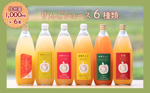 【信州産】りんごの個性にびっくり！ジュース6種セット（1,000ml×6本） 945272 - 長野県駒ヶ根市