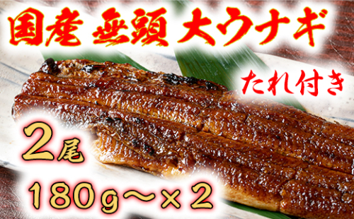 国産うなぎ　備長炭地焼き蒲焼き180g以上×2尾　タレ付き×2【FU02W】 947958 - 滋賀県近江八幡市