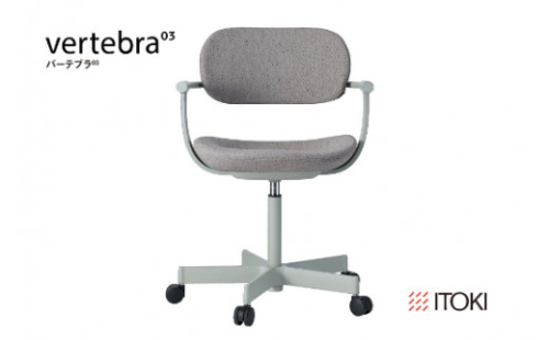 イトーキ バーテブラ03 （vertebra03）ワークチェア【 お客様組立品 ( かんたん組立 ) /   5本脚 本体：ペールオリーブ CD張地：グレーC 抵抗付ウレタン双輪キャスター / 柴田文江氏デザイン / 日本製 】  オフィスチェア デスクチェア ダイニングチェア KG825CDM1L4C5CF (KG825CDM1L4C5C)【EI035W】 947990 - 滋賀県近江八幡市