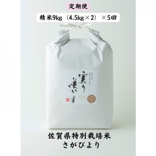 Ｌ−０４１．【定期便５回】特別栽培米さがびより精米計45kg 94958 - 佐賀県佐賀市