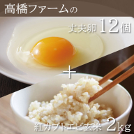 AQ005　高橋ファームの丈夫卵12個+紅カブトエビ玄米2kg