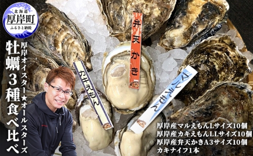 北海道 牡蠣 3種 食べ比べ セット 厚岸オイスター★オールスターズ 生食 952292 - 北海道厚岸町