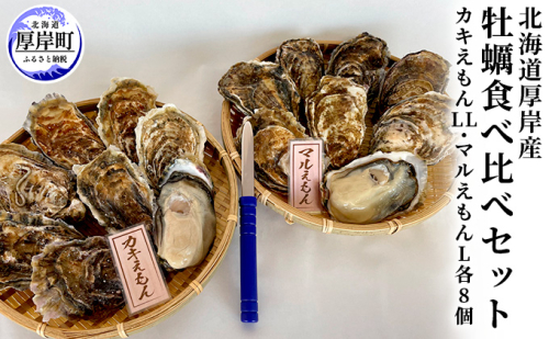 カキ 生食 厚岸産 殻かき 食べ比べ 16個 【馬場商店】[ 北海道 牡蠣 かき ブランド牡蠣 生食用 生牡蠣 魚貝類 マルえもん カキえもん]  952462 - 北海道厚岸町