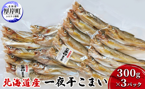 北海道産 一夜干し こまい 300g×3パック (合計900g) 952559 - 北海道厚岸町