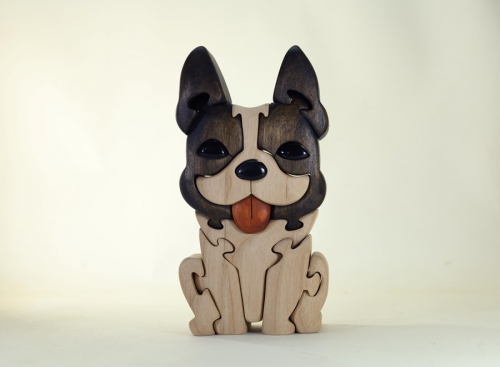 フレンチブルドック（パイド）　木製パズル　犬　かわいい　置物　玄関　プレゼント　 952851 - 大阪府河内長野市