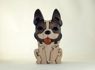 フレンチブルドック（パイド）　木製パズル　犬　かわいい　置物　玄関　プレゼント　