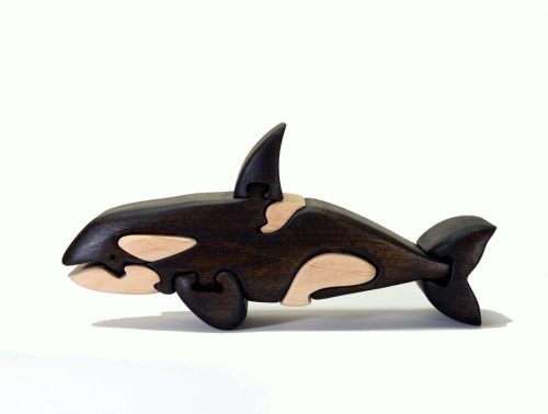 シャチの木製パズル　海の生き物　プレゼント　かわいい　玄関　置物　木製パズル　知育　玩具 952912 - 大阪府河内長野市
