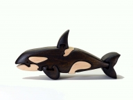 シャチの木製パズル　海の生き物　プレゼント　かわいい　玄関　置物　木製パズル　知育　玩具