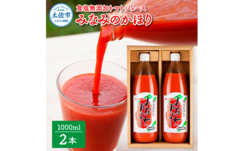 【池トマト】みなみのかほり 1000ml×2本セット トマトジュース 食塩無添加  955036 - 高知県土佐市
