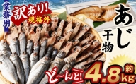 【訳あり規格外】  業務用 あじ 干物 どーんと！ 4.8kg アジ 鯵 魚