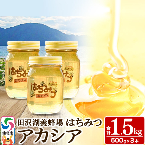 秋田県産はちみつ アカシア蜜500g×3本 合計1.5kg 化粧箱入り 田沢湖養蜂場 964142 - 秋田県仙北市