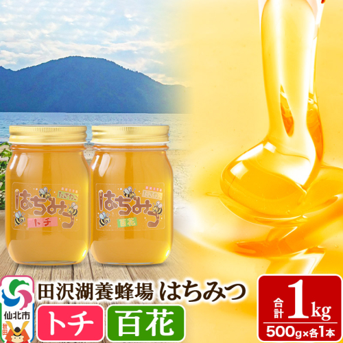 秋田県産はちみつ（トチ・百花）500g×各1本 合計1kg 化粧箱入り 詰め合わせセット 田沢湖養蜂場 964149 - 秋田県仙北市
