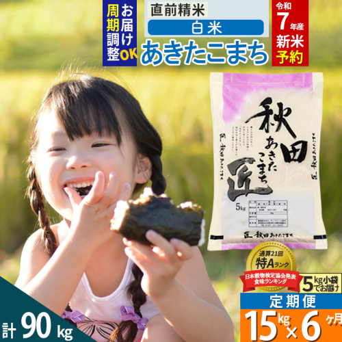 【白米】＜令和7年産 新米予約＞ 《定期便6ヶ月》秋田県産 あきたこまち 15kg (5kg×3袋)×6回 15キロ お米【お届け周期調整 隔月お届けも可】 新米 964264 - 秋田県仙北市