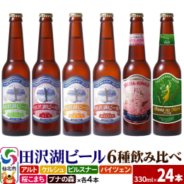 田沢湖ビール定番の6種飲み比べセットです。 異なる味わいのビールを是非お楽しみください！ ・アルト：赤褐色の美しいビール。まろやかな口当たりと爽やかなホップの苦味が特徴です。 ・ケルシュ：スッキリ飲み