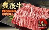 【大分県産】 豊後牛 焼肉用 カルビ 切り落とし 約3kg (約500g×6パック) 牛肉 中落ち