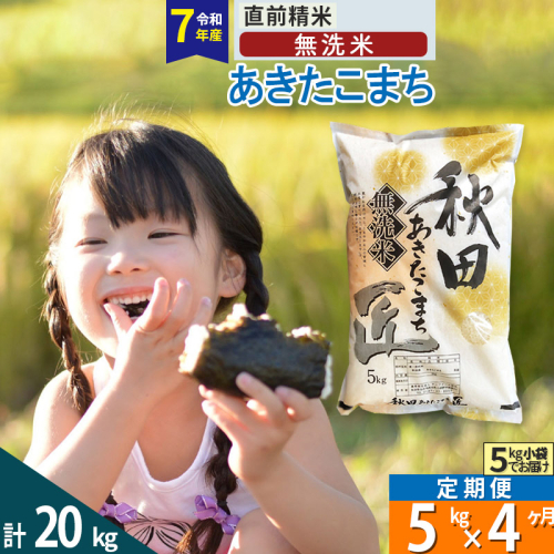 【無洗米】＜令和7年産＞《定期便4ヶ月》秋田県産 あきたこまち 5kg (5kg×1袋) ×4回 5キロ お米 匠  964885 - 秋田県仙北市